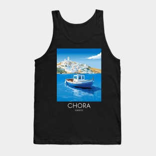 A Pop Art Travel Print of Chora Andros Island - Greece Tank Top